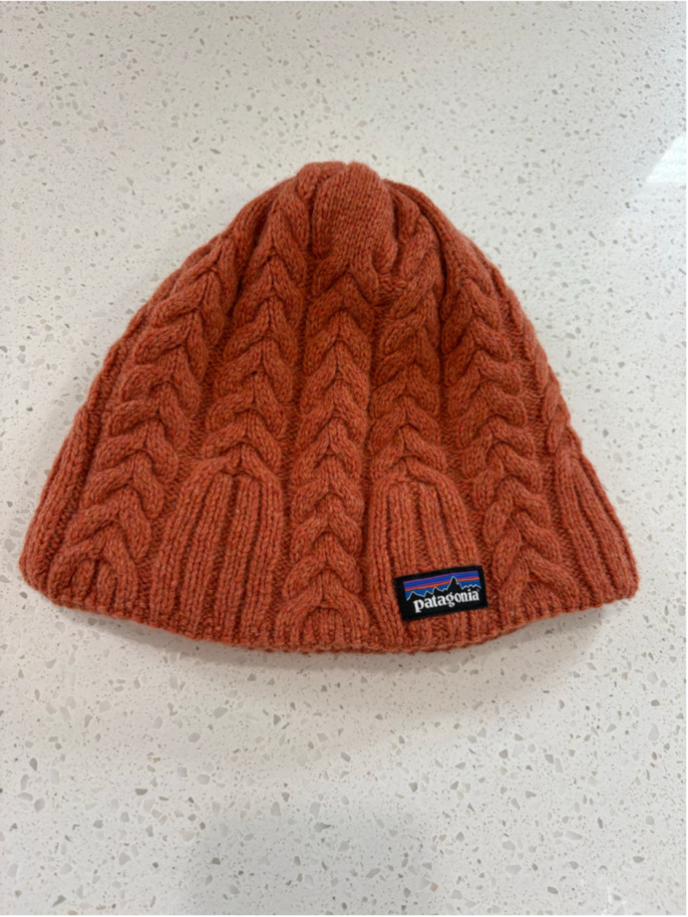 Patagonia Women's Cable Beanie Hat Sunset Orange Recycled Wool Blend FA19